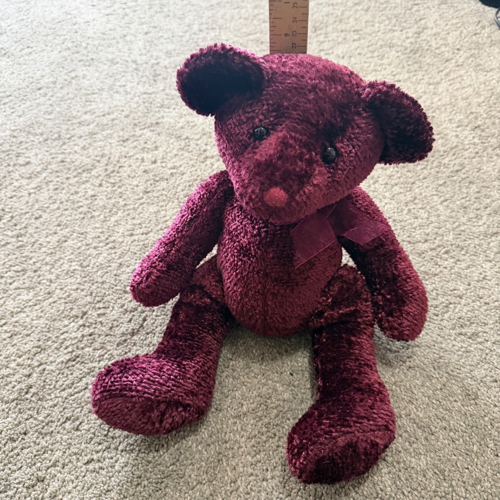 Russ Berrie Serenade Teddy Bear Burgundy Plush‎ Stuffed Animal 15 inch 7119